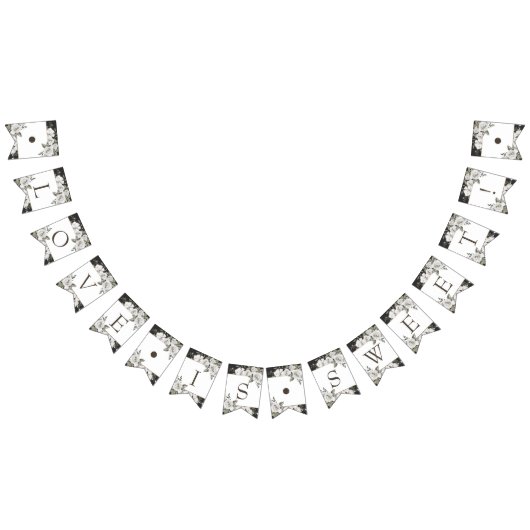 ヴィンテージを愛する白いフローラ愛は甘結婚い バンティングフラッグ (全)