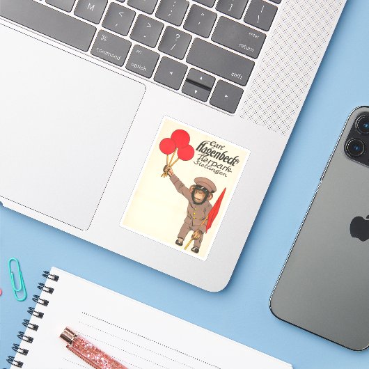 ヴィンテージを持つサルのサーカスのポスター シール (ノートパソコンとiPhone)