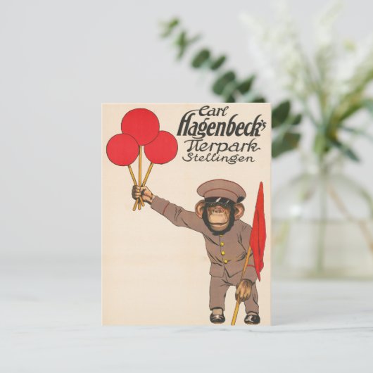 ヴィンテージを持つサルのサーカスのポスター ポストカード (スタンド正面)
