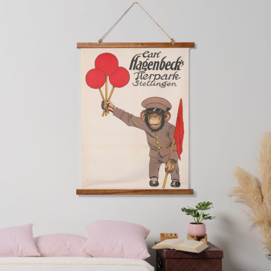 ヴィンテージを持つサルのサーカスのポスター 吊り下げ型タペストリー (寝室)