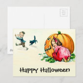 ヴィンテージを持つハロウィーンの子ども ポストカード (正面/裏面)