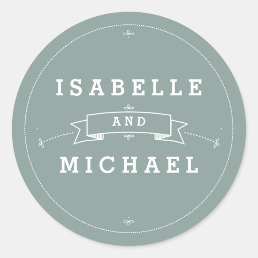 ヴィンテージを新郎新婦のステッ結婚カーでスクロール ラウンドシール (正面)