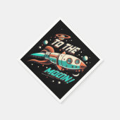 ヴィンテージを月ロケット船に スタンダードカクテルナプキン (角)