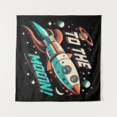 ヴィンテージを月ロケット船に タペストリー (正面(横))