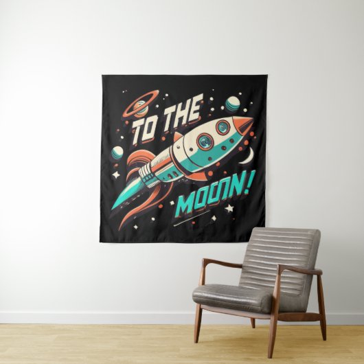 ヴィンテージを月ロケット船に タペストリー (インサイチュ)