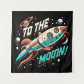 ヴィンテージを月ロケット船に タペストリー (正面)