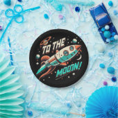 ヴィンテージを月ロケット船に ペーパープレート (パーティー)