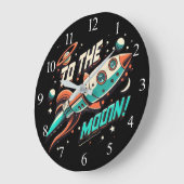 ヴィンテージを月ロケット船に ラージ壁時計 (傾斜)