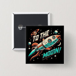 ヴィンテージを月ロケット船に 缶バッジ