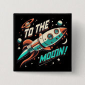 ヴィンテージを月ロケット船に 缶バッジ (正面)