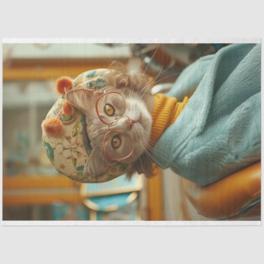 ヴィンテージを着た猫の切り離し 薄葉紙 (正面)