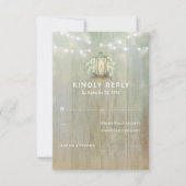 ヴィンテージアイアンランタンホワイト花模様ウェディングRSVP 出欠カード (正面)