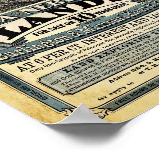 ヴィンテージアイオワとネブラスカの土地売却プリント ポスター (角)