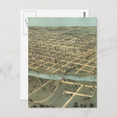 ヴィンテージアイオワ市絵図（1868年） ポストカード (正面/裏面)