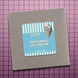 ヴィンテージアイスクリームコーンラベルシール スクエアシール