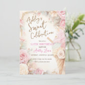 ヴィンテージアイスクリームコーン、赤面ピンクアイスクリーム 招待状 (スタンド正面)