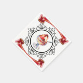 ヴィンテージアイスクリームサンデーレッド スタンダードカクテルナプキン (角)