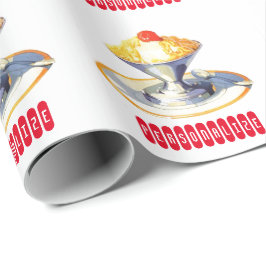 ヴィンテージアイスクリームサンデーレトロデザートフードラップ ラッピングペーパー