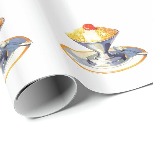 ヴィンテージアイスクリームサンデーレトロデザートフード ラッピングペーパー (ロールコーナー)