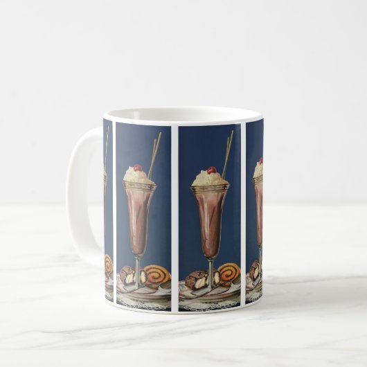 ヴィンテージアイスクリームシェイク、ホイップクリーム&さくらんぼ コーヒーマグカップ (正面左)