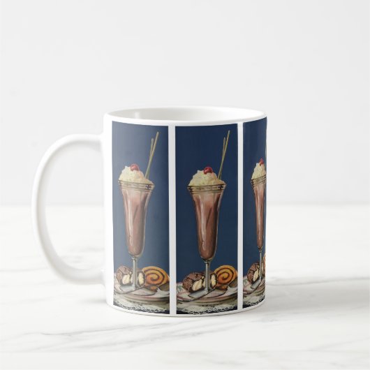 ヴィンテージアイスクリームシェイク、ホイップクリーム&さくらんぼ コーヒーマグカップ (左)