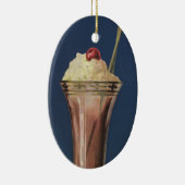ヴィンテージアイスクリームシェイク、ホイップクリーム&さくらんぼ セラミックオーナメント (右)