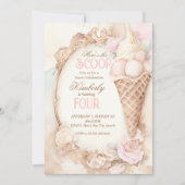 ヴィンテージアイスクリームソーシャル赤面アイスクリーム 招待状 (正面)