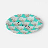 ヴィンテージアイスクリームターコイズ及びホワイト ペーパープレート (アングル)