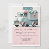 ヴィンテージアイスクリームトラック誕生日 招待状 (正面)