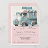 ヴィンテージアイスクリームトラック誕生日 招待状 (正面/裏面)