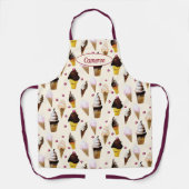 ヴィンテージアイスクリームパーラカスタムーのハンドハンド図解入りの、写真付きの- エプロン (正面)