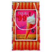 ヴィンテージアイスクリームパーラーかわいいピンク色のオレンジ スモールペーパーバッグ (裏面)