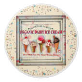 ヴィンテージアイスクリームパーラーの看板セラミックノブ セラミックノブ (正面)