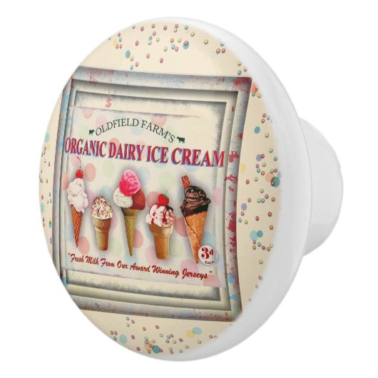 ヴィンテージアイスクリームパーラーの看板セラミックノブ セラミックノブ (右)