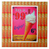 ヴィンテージアイスクリームパーラーサインセラミックタイル タイル (正面)