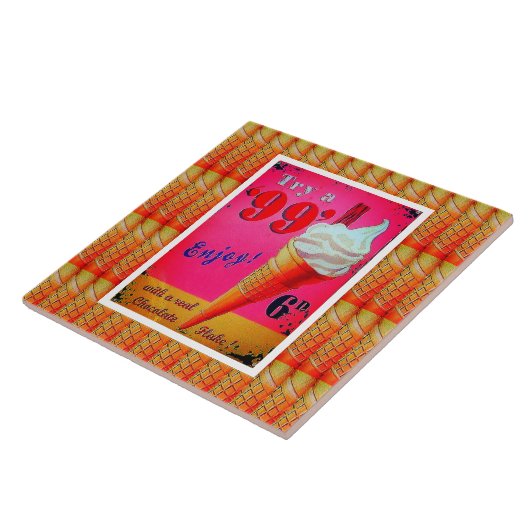 ヴィンテージアイスクリームパーラーサインセラミックタイル タイル (側面)