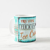 ヴィンテージアイスクリームパーラーターコイズホワイト コーヒーマグカップ (正面左)