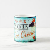 ヴィンテージアイスクリームパーラーターコイズホワイト コーヒーマグカップ (中央)