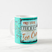 ヴィンテージアイスクリームパーラー標識ターコイズ コーヒーマグカップ (正面左)