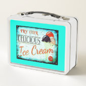 ヴィンテージアイスクリームパーラー標識ターコイズ メタルランチボックス (裏面)