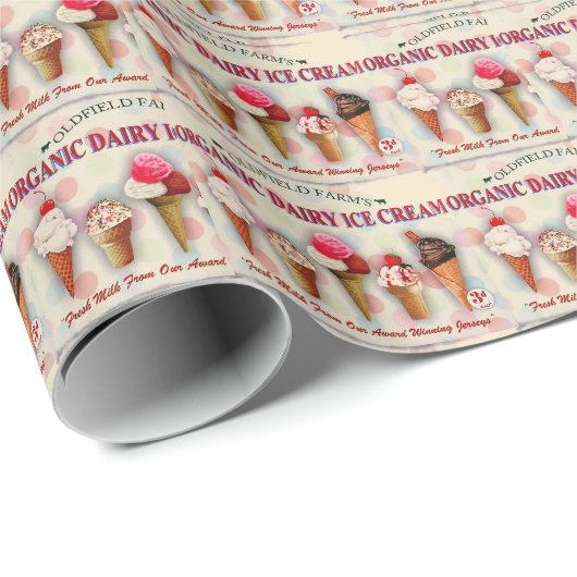 ヴィンテージアイスクリームパーラー標識包装紙 ラッピングペーパー (ロールコーナー)