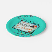 ヴィンテージアイスクリームパーラー標識振りかけるターコイズ ペーパープレート (アングル)