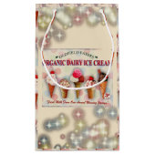 ヴィンテージアイスクリームパーラー標識水玉模様カラフル スモールペーパーバッグ (裏面)