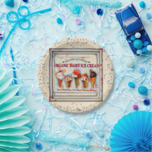 ヴィンテージアイスクリームパーラー標識紙プレート ペーパープレート (パーティー)