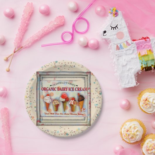 ヴィンテージアイスクリームパーラー標識紙プレート ペーパープレート (パーティー)