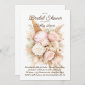 ヴィンテージアイスクリームフローラブーケ赤面アイスクリーム 招待状 (正面/裏面)