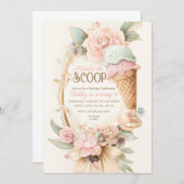 ヴィンテージアイスクリーム枠、赤面アイスクリーム 招待状 (正面/裏面)