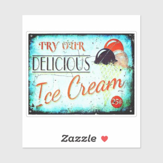 ヴィンテージアイスクリーム標識 シール (シート)
