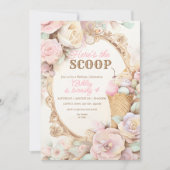 ヴィンテージアイスクリーム誕生日、赤面アイスクリーム 招待状 (正面)