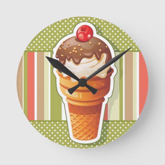 ヴィンテージアイスクリーム ラウンド壁時計 (正面)